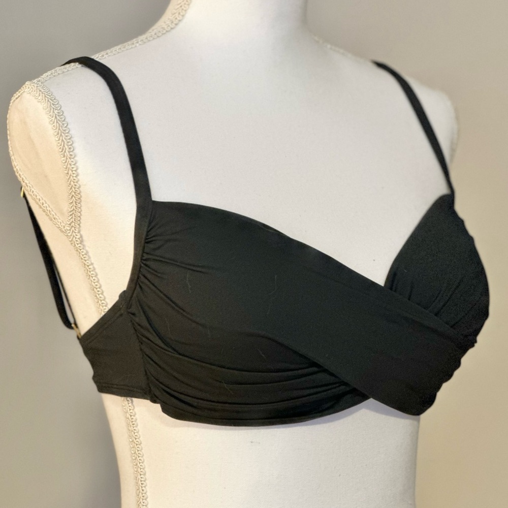 Black twist-front bikini top, C to D cup, bra-style, great support
